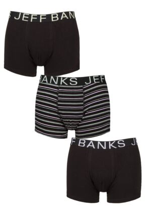 Mens 3 Pack Jeff Banks Cotton Patterned Trunks