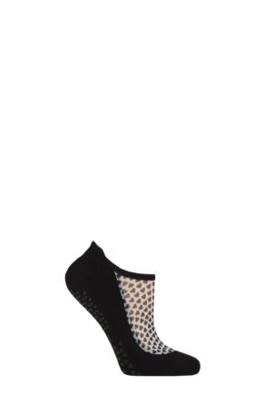 Women's 1 Pair Tavi Noir Maddie Organic Cotton Sheer Top Yoga Socks with Grip