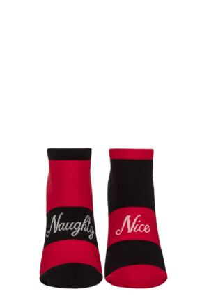 Women's 1 Pair Tavi Noir Savvy Organic Cotton Low Rise Yoga Socks with Grip Naughty / Nice Small