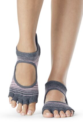 Ladies 1 Pair ToeSox Bella Half Toe Organic Cotton Open Front Yoga Socks
