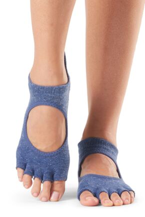 Women's 1 Pair ToeSox Bella Half Toe Organic Cotton Open Front Yoga Socks