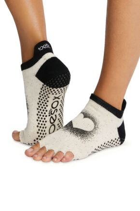 Ladies 1 Pair ToeSox Bellarina Full Toe Organic Cotton Open Front Yoga Socks  Oatmeal M, £15.99