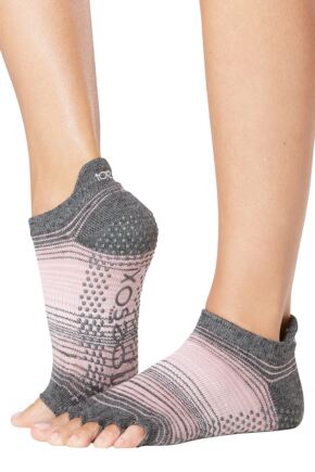 Mens and Women's 1 Pair ToeSox Half Toe Organic Cotton Low Rise Yoga Socks