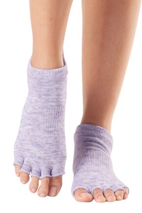 Mens and Women's 1 Pair ToeSox Half Toe Organic Cotton Low Rise Yoga Socks Heather Purple M