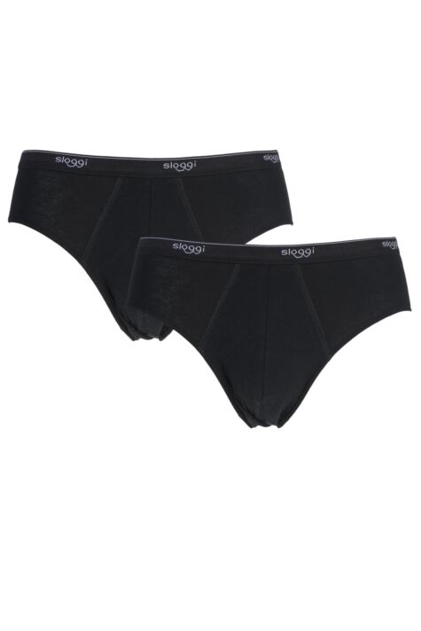 Sloggi Men's Basic Midi 2 Pk Brief Pants in White & Black