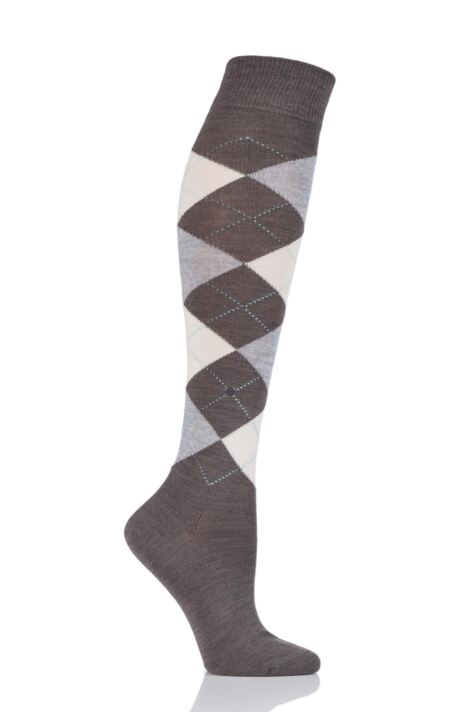 Burlington Marylebone Argyle Wool Knee Highs | SOCKSHOP