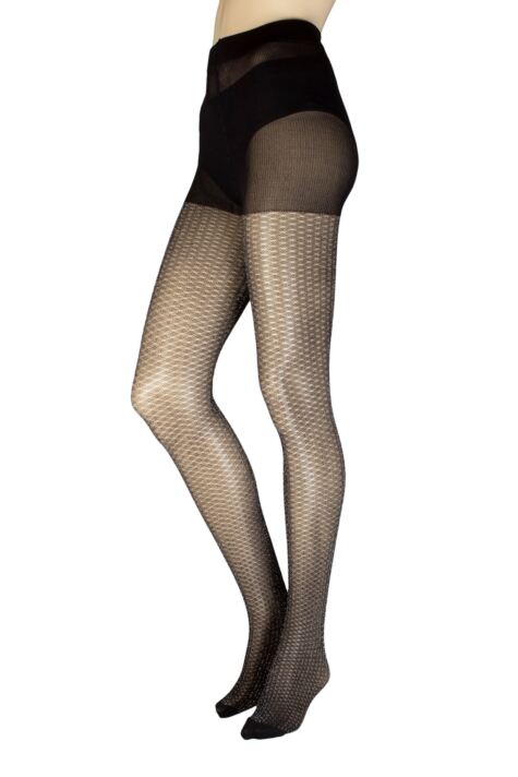 Charnos All Over Sparkle Tights, Black/Silver