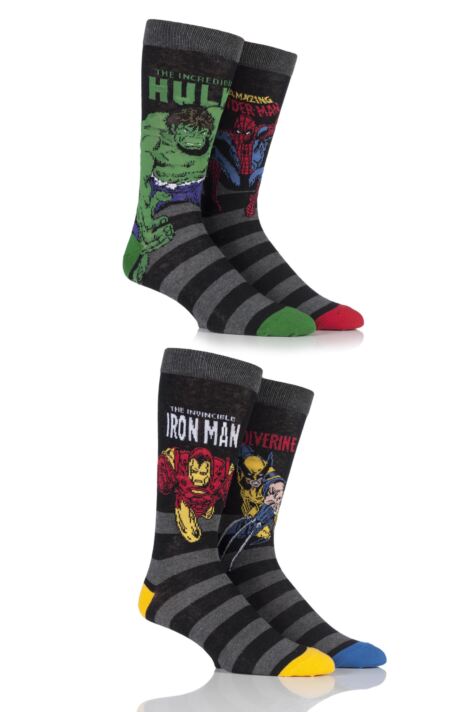 Mixed Color Man Men Marvel Comics 2 pack Cotton Long Socks 2984928