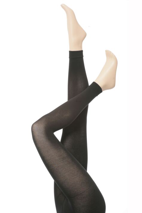 Black Opaque Footless Tights for Women 