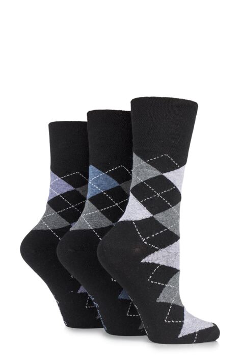 Gentle Grip Argyle Patterned Cotton Socks | SOCKSHOP