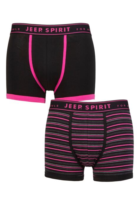 Mens 2 Pack Jeep Spirit Stripe Cotton Trunks