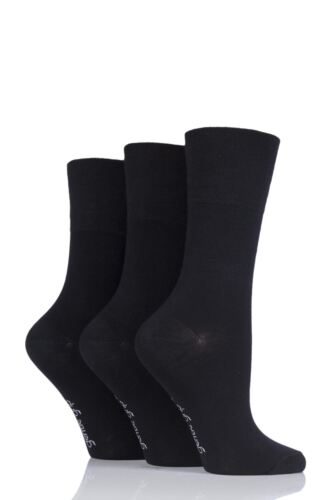 Women's 3 Pair Gentle Grip Plain Bamboo Socks