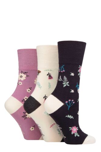 Women's 3 Pair Gentle Grip Patterned Bamboo Socks