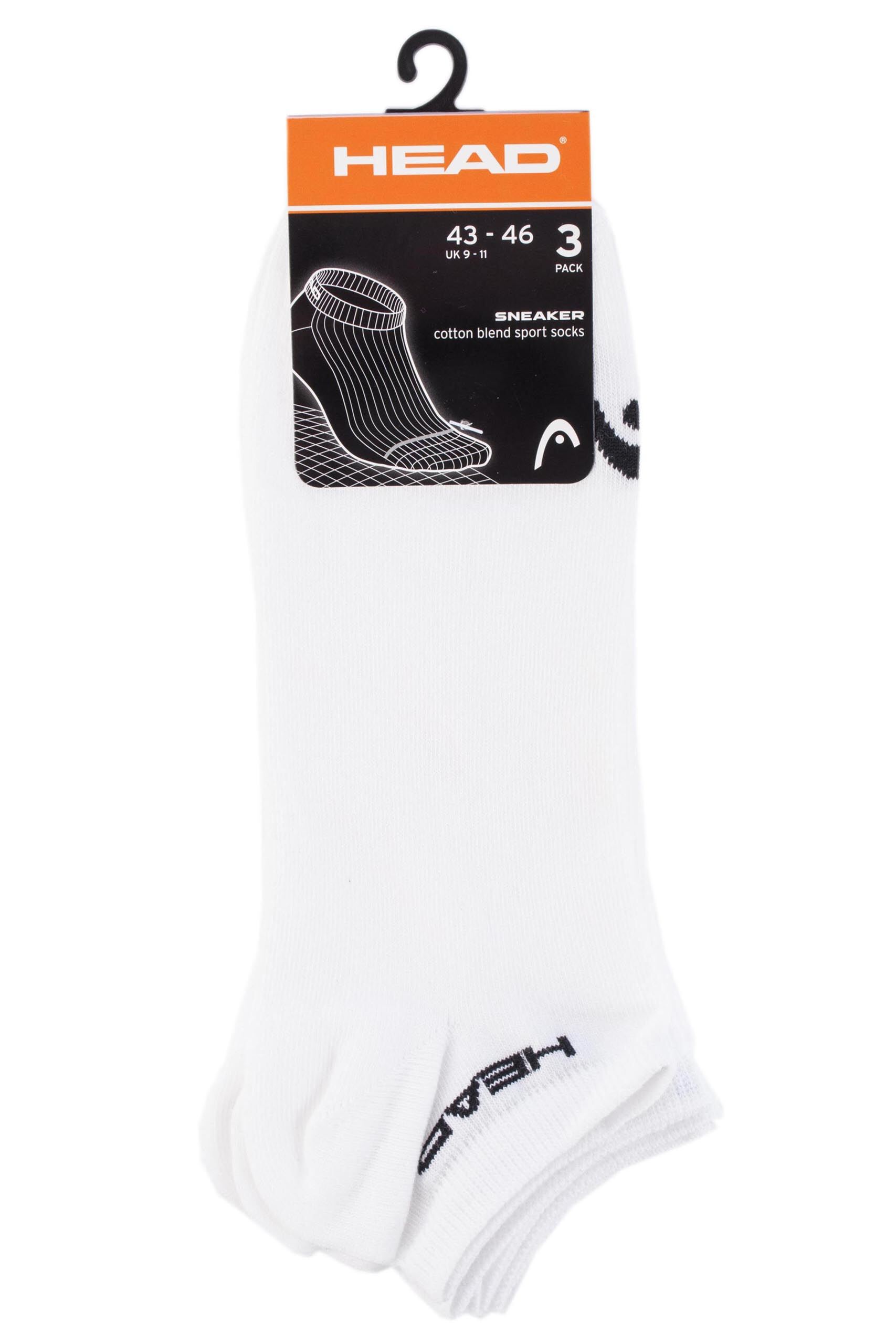 Head Plain Cotton Sport Sneaker Socks In White