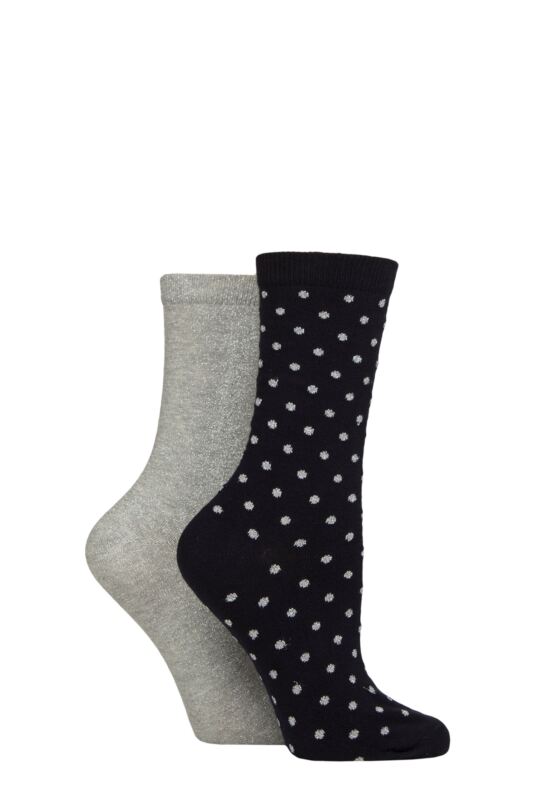 Women's 2 Pair Charnos All Over Sparkle and Spot Socks