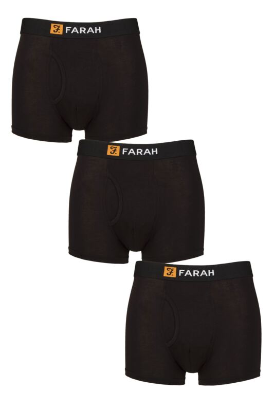 Mens 3 Pack Farah Bamboo Fitted Keyhole Trunks