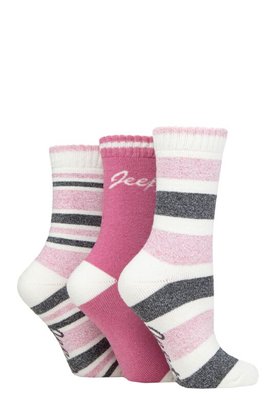 Women's 3 Pair Jeep Performance Full Cushion Striped Boot Socks