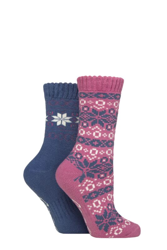 Women's 2 Pair Jeep Fairisle Brushed Thermal Boot Socks