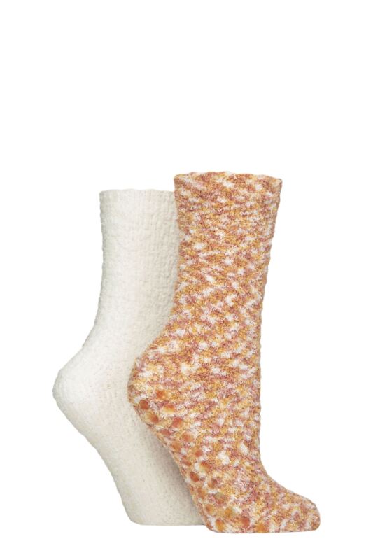 Women's 2 Pair SOCKSHOP Cosy Slipper Socks with Grip