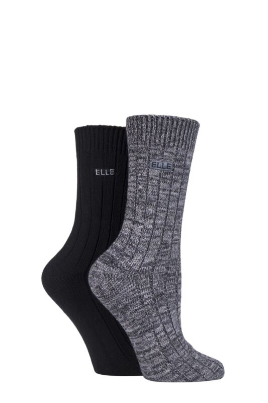 Women's 2 Pair Elle Chunky Cotton Ribbed Boot Socks