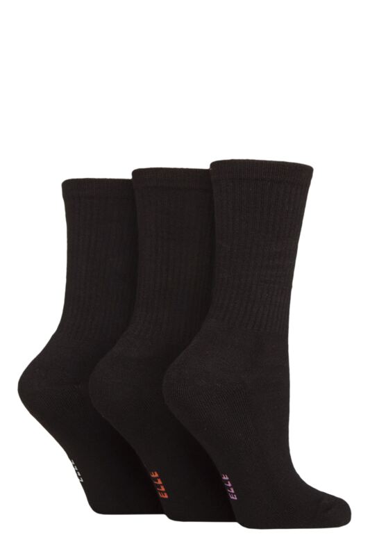 Women's 3 Pair Elle Half Cushion Bamboo Sports Socks