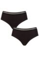 Women's 2 Pack Sloggi GO Ribbed Hipster Briefs - Black