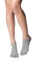 Women's 1 Pair ToeSox Full Toe Organic Cotton Low Rise Yoga Socks - Heather Grey