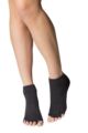 Mens and Women's 1 Pair ToeSox Half Toe Organic Cotton Ankle Yoga Socks In Black - Black