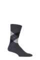 Mens 1 Pair Burlington King Argyle Cotton Socks - Charcoal