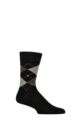 Mens 1 Pair Burlington Manchester Argyle Cotton Socks - Black / Greys