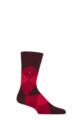 Mens 1 Pair Burlington Clyde Cotton All Over Blend Argyle Socks - Burgundy / Red