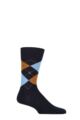 Mens 1 Pair Burlington Edinburgh Virgin Wool Argyle Socks - Dark Night