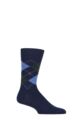 Mens 1 Pair Burlington Edinburgh Virgin Wool Argyle Socks - Royal Green