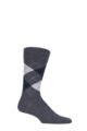 Mens 1 Pair Burlington Edinburgh Virgin Wool Argyle Socks - Dark Grey