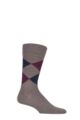 Mens 1 Pair Burlington Edinburgh Virgin Wool Argyle Socks - Brown