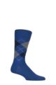 Mens 1 Pair Burlington Edinburgh Virgin Wool Argyle Socks - Navy / Black