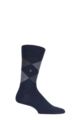 Mens 1 Pair Burlington Edinburgh Virgin Wool Argyle Socks - Navy