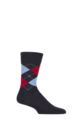 Mens 1 Pair Burlington Edinburgh Virgin Wool Argyle Socks - Blue