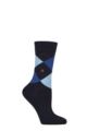 Women's 1 Pair Burlington Queen Argyle Cotton Socks - Navy Blues