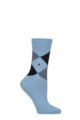 Women's 1 Pair Burlington Queen Argyle Cotton Socks - Blues