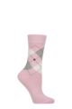 Women's 1 Pair Burlington Queen Argyle Cotton Socks - Light Pink