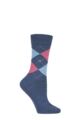 Women's 1 Pair Burlington Marylebone Argyle Wool Socks - Denim / Pink