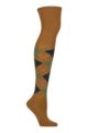 Women's 1 Pair Burlington Marylebone Argyle Wool Overknee Socks - Old Brass