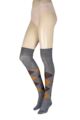 Women's 1 Pair Burlington Marylebone Argyle Wool Overknee Socks - Dark Grey