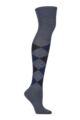 Women's 1 Pair Burlington Marylebone Argyle Wool Overknee Socks - Dark Blue Melange