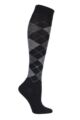 Women's 1 Pair Burlington Marylebone Argyle Wool Knee High Socks - Black / Grey