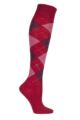 Women's 1 Pair Burlington Marylebone Argyle Wool Knee High Socks - Red