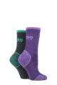 Mens and Women's 2 Pair 1000 Mile Single Layer Walking Socks - Purple/Emerald