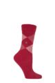 Women's 1 Pair Burlington Whitby Extra Soft Argyle Socks - Vermillion Red