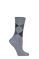 Women's 1 Pair Burlington Whitby Extra Soft Argyle Socks - Charcoal